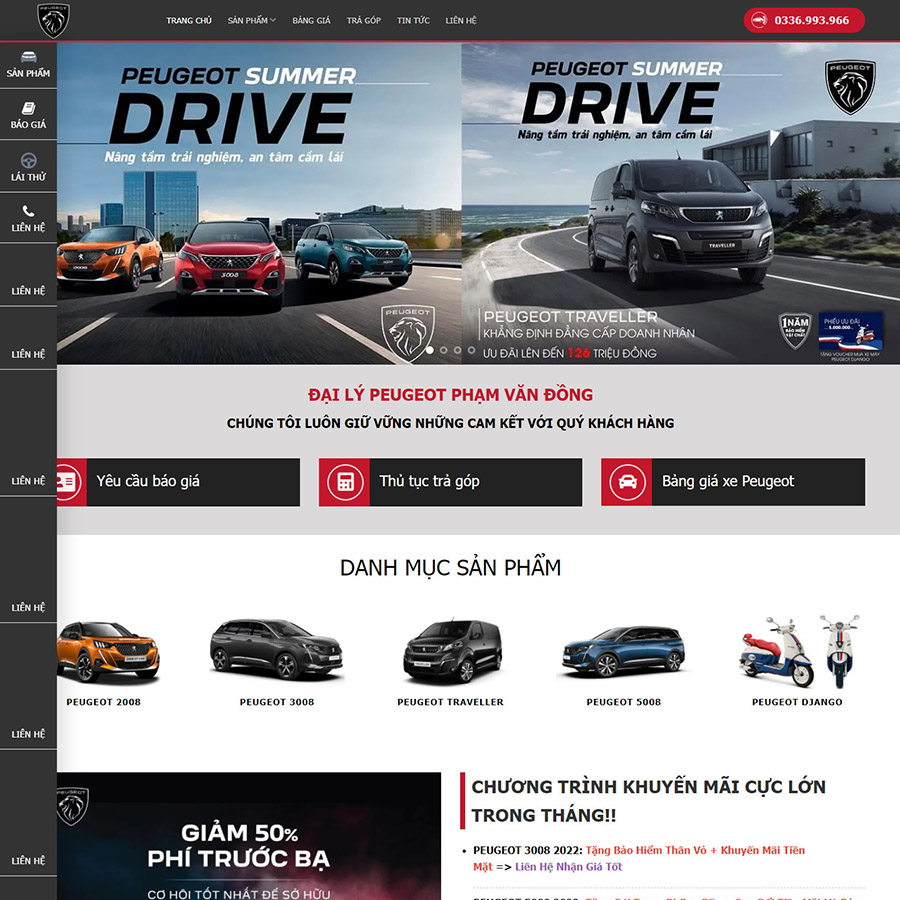 Theme wordpress bán xe Peugeot
