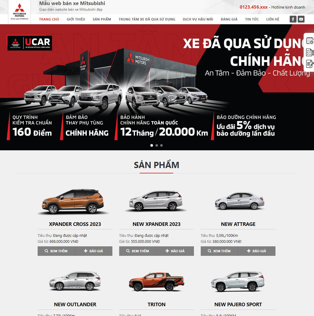 Theme wordpress bán xe mitsubishi 01